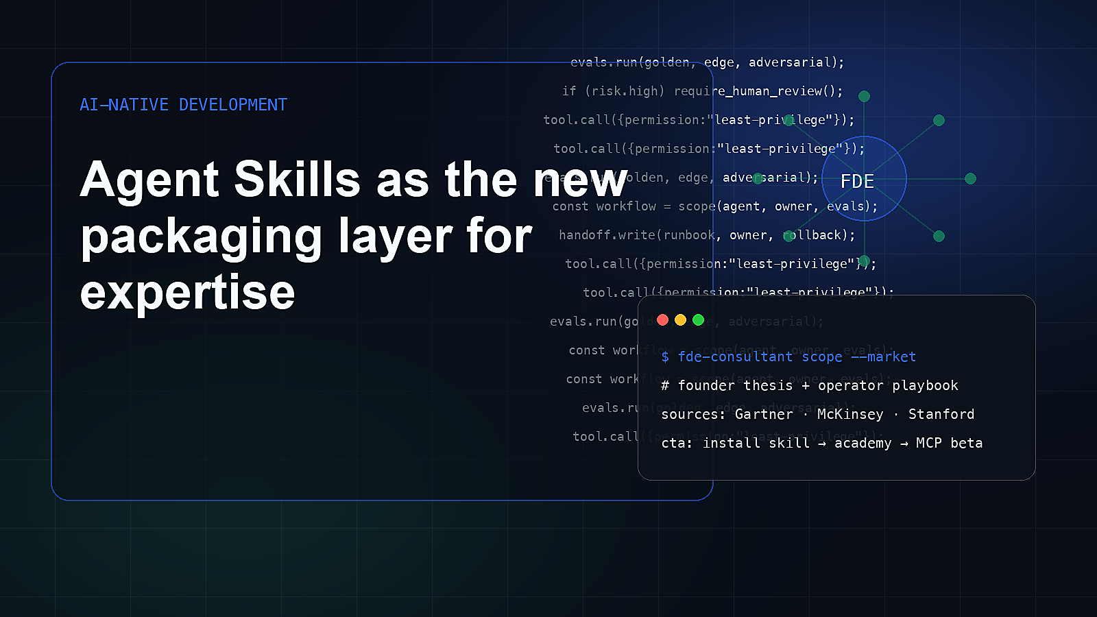 Editorial visual for Agent Skills as the new packaging layer for expertise.