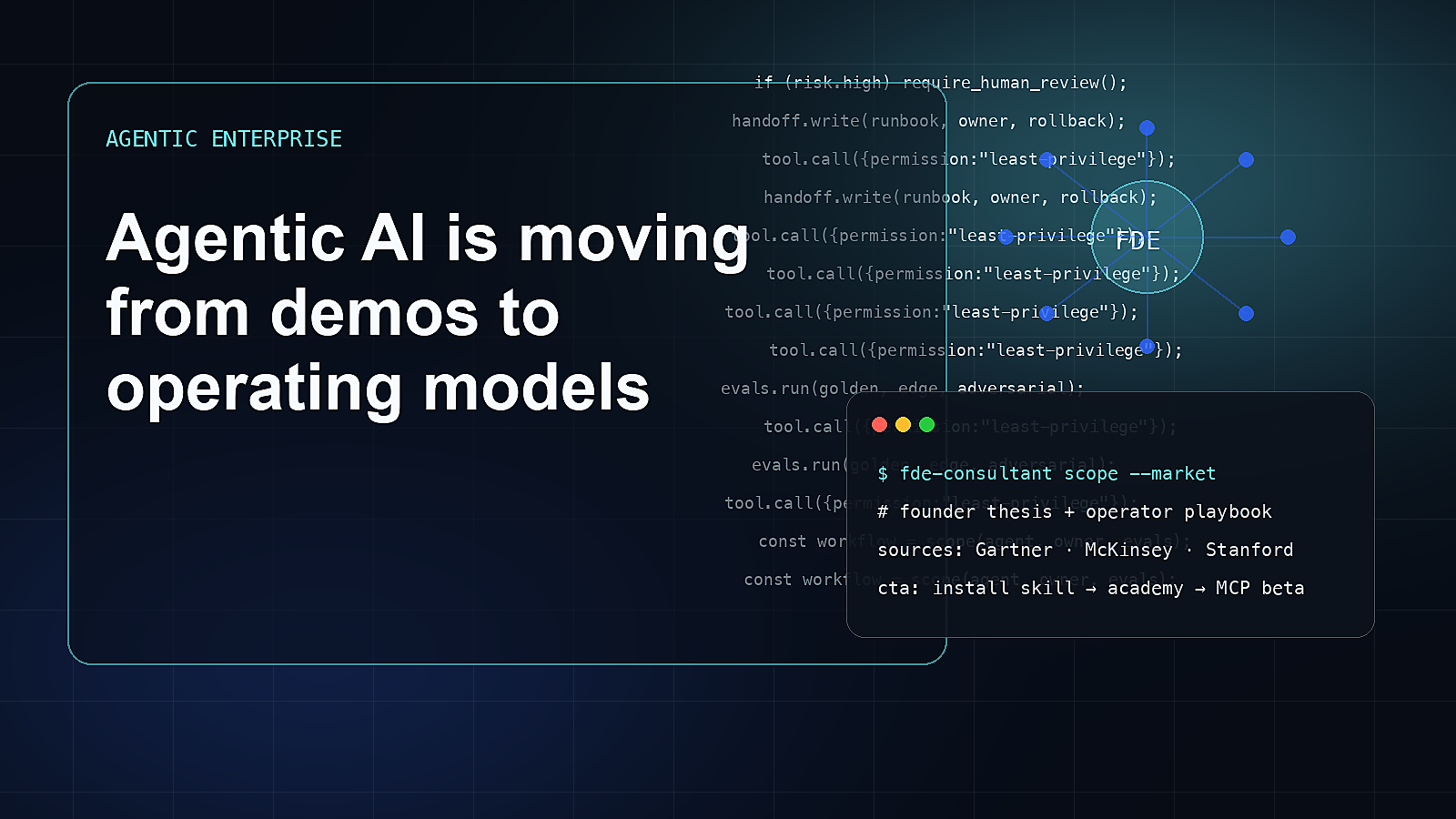 Editorial visual for Agentic AI is moving from demos to operating models.