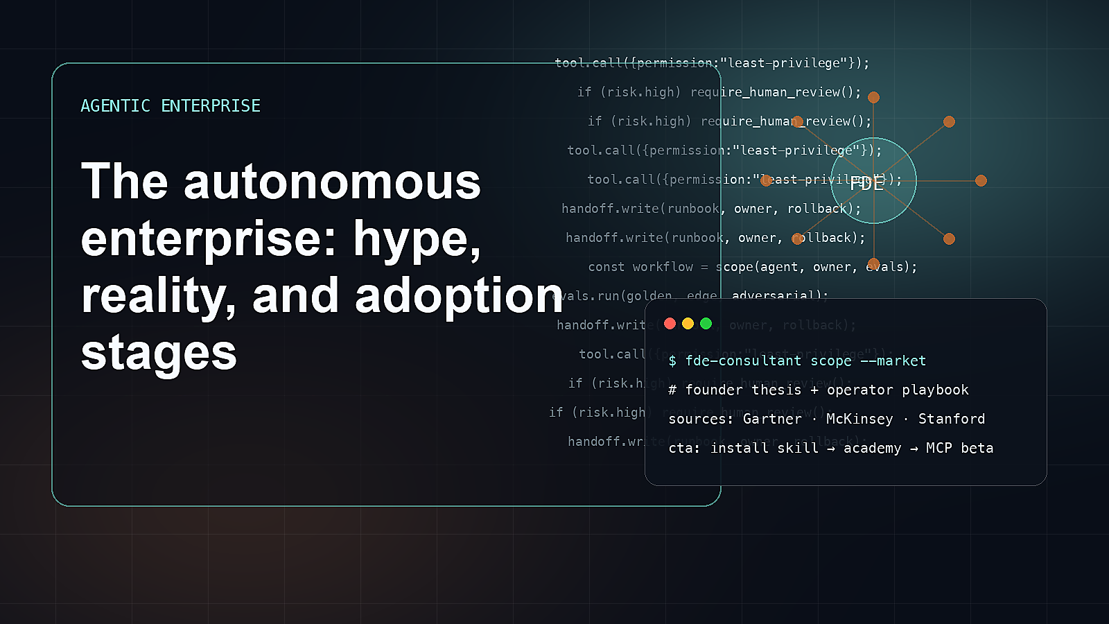 Editorial visual for The autonomous enterprise: hype, reality, and adoption stages.