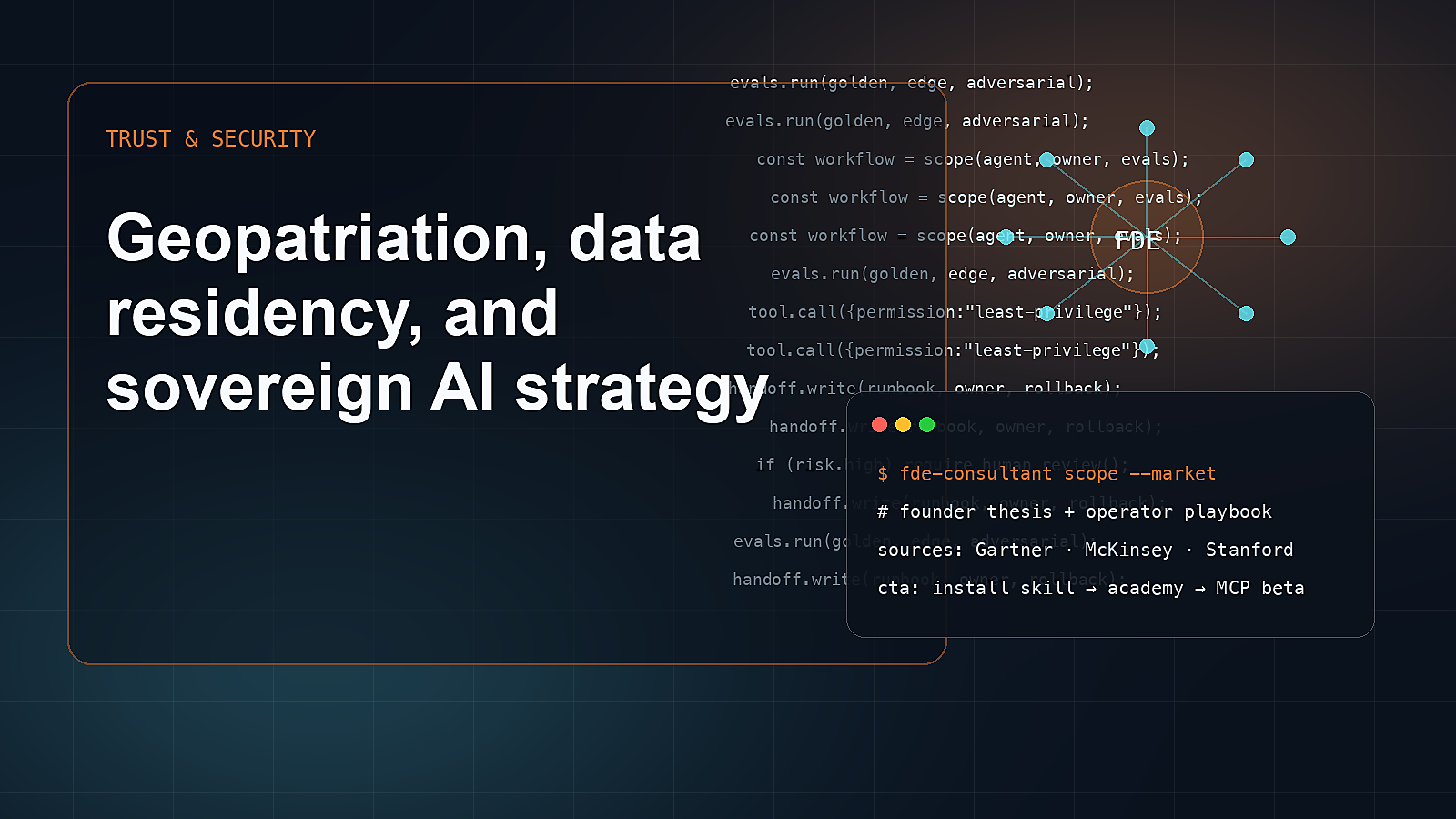 Editorial visual for Geopatriation, data residency, and sovereign AI strategy.