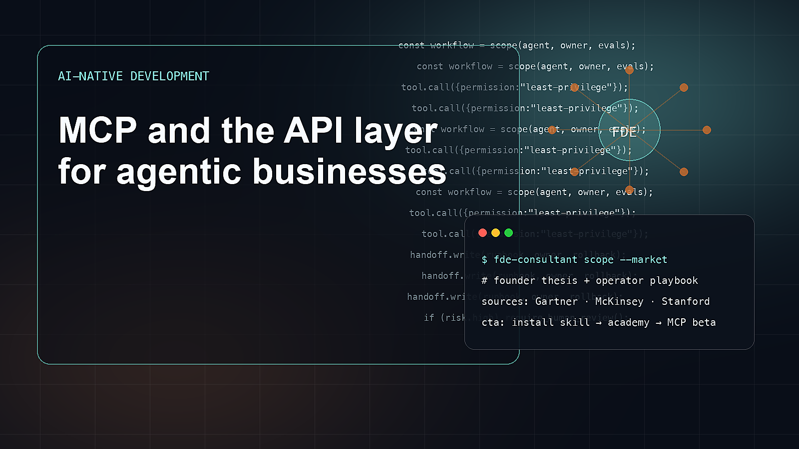 Editorial visual for MCP and the API layer for agentic businesses.